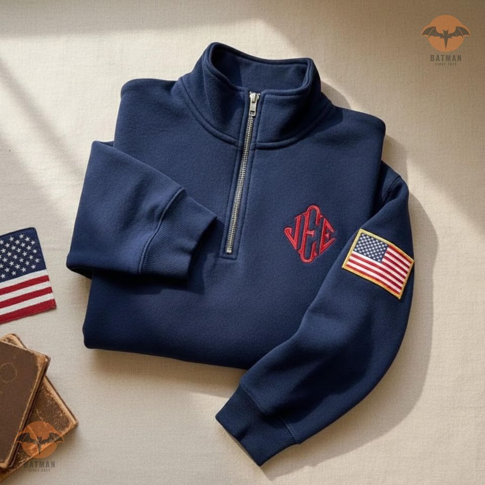 Embroidered J.E.E. Epstein Quarter Zip Sweatshirt, Jeffrey JEE Monogram Unisex Sweatshirt