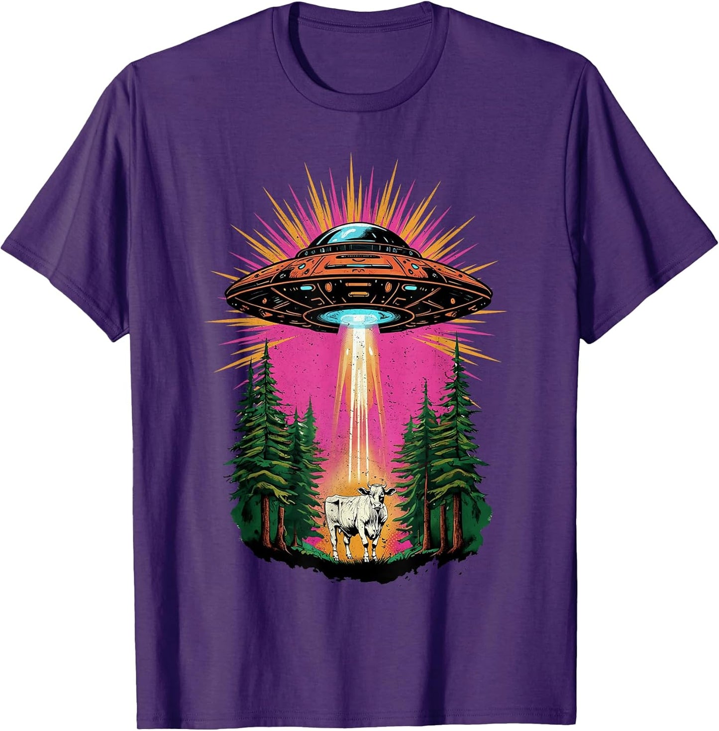 Vintage UFO Cow Abduction Alien Funny Xmas Shirt
