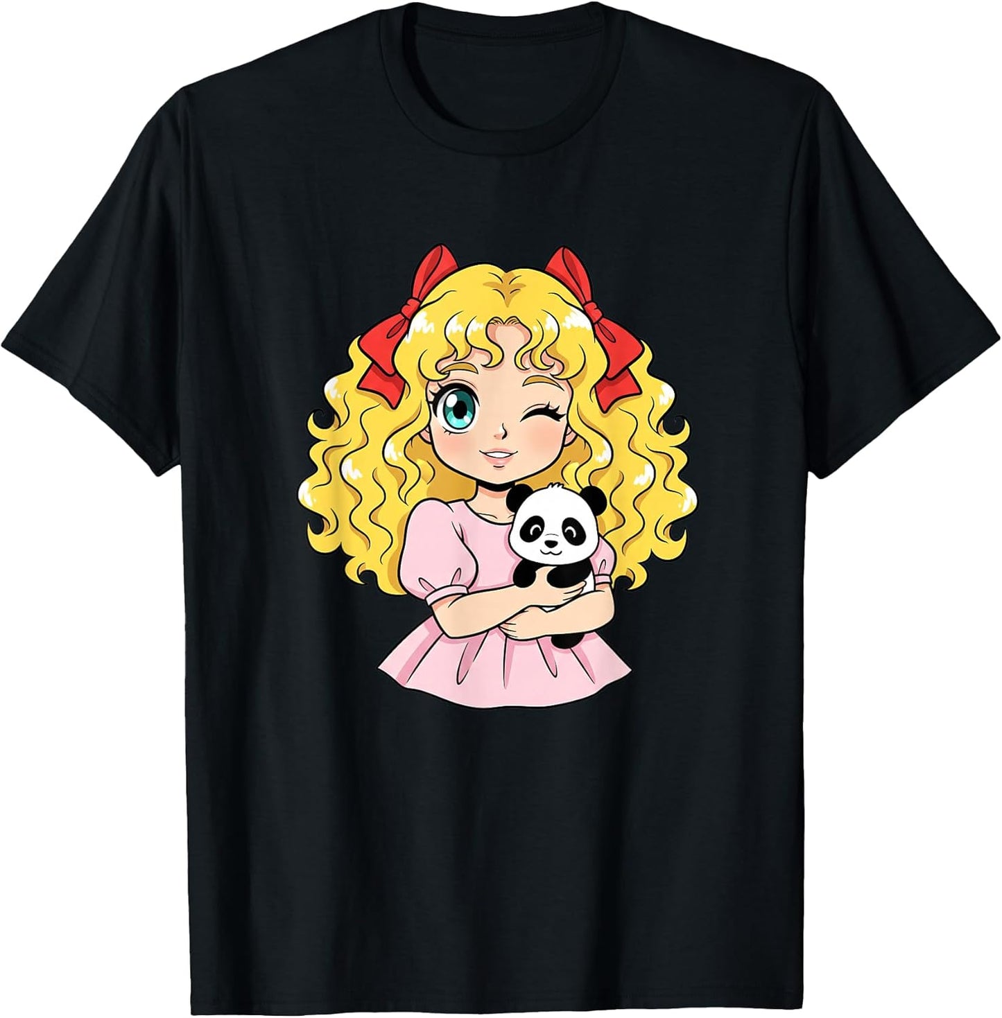 Kawaii Anime Cute Girl Panda Winking Blonde Kawaii