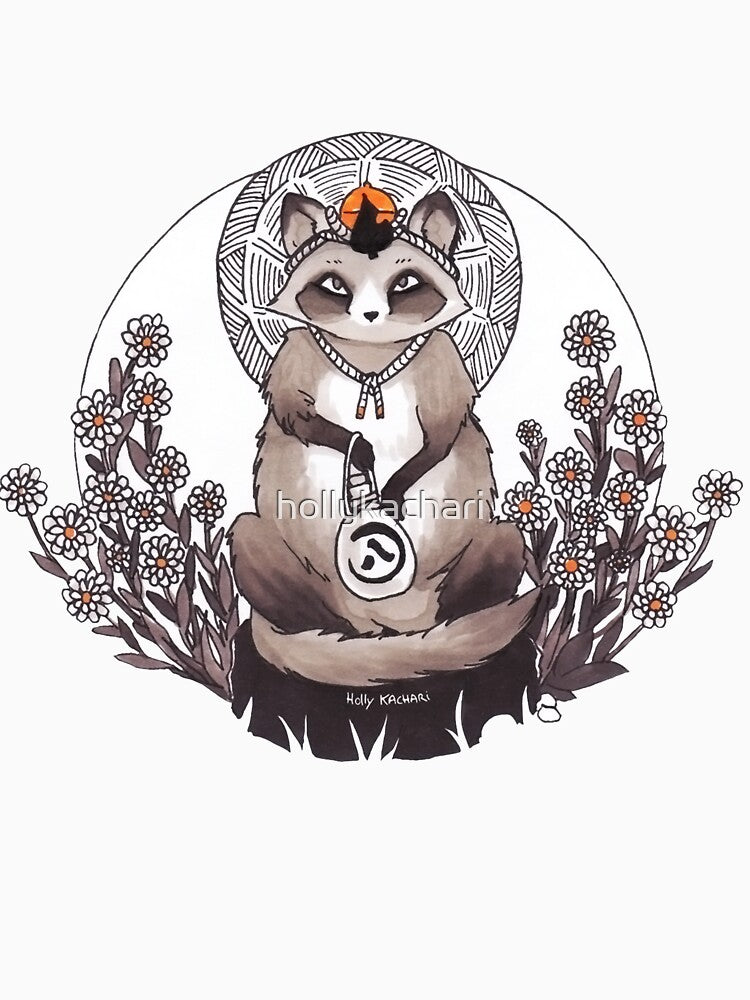 Tanuki et Fleurs sauvages by hollykachari