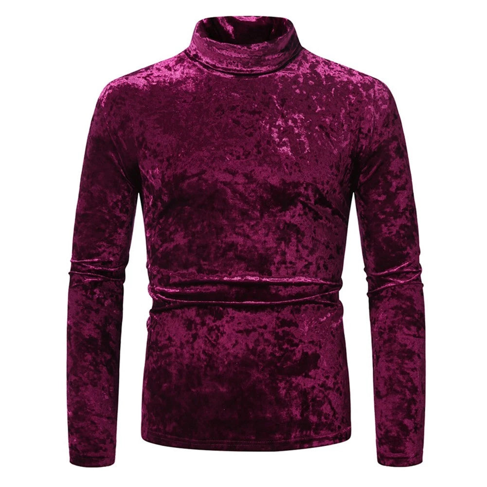 Contemporary Men's Velvet Long Sleeve Shirt Ideal for Streetwear Looks