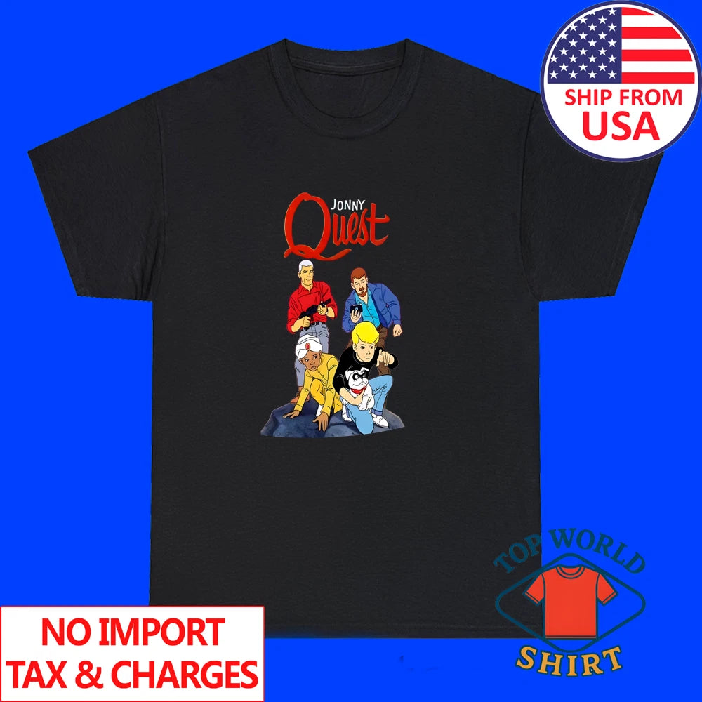 Jonny Quest 80's Cartoon 70's Men's Black Size S to 3XL
