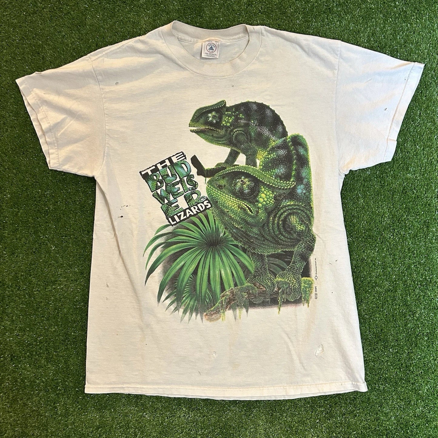 Vintage 90s Budweiser Lizard Tshirt Large Faded Retro Beer Grunge 1997 Large