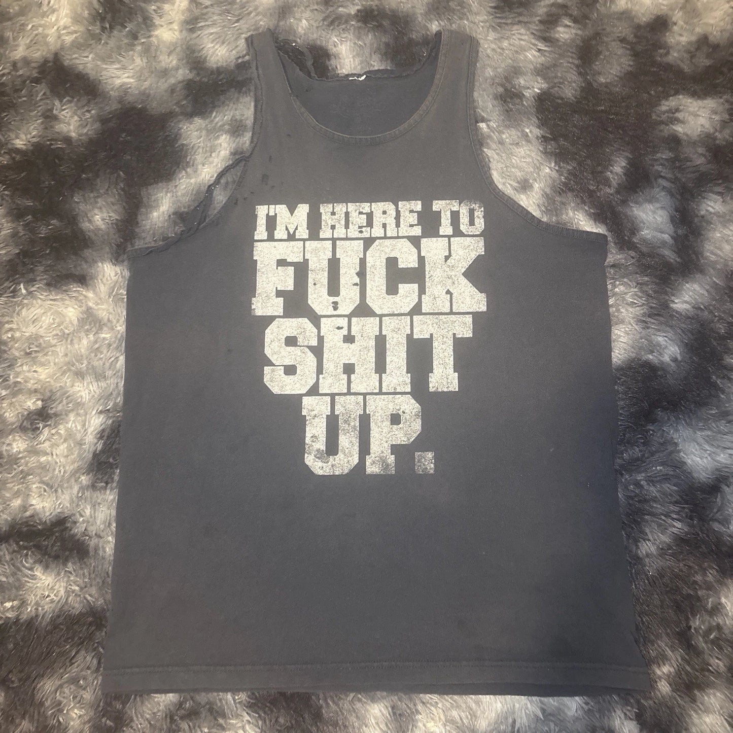 i’m here to F stuff up cut off workout tank top shirt men’s