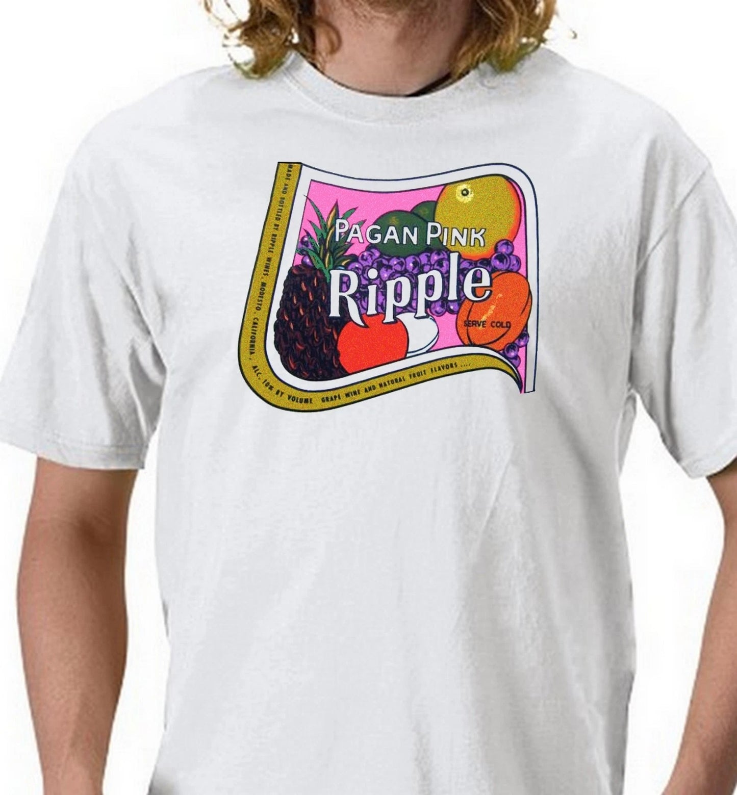 Ripple Pagan Pink Wine T-shirt.Gray,Khaki,White,Yellow. S-XXXL Free Ship to USA