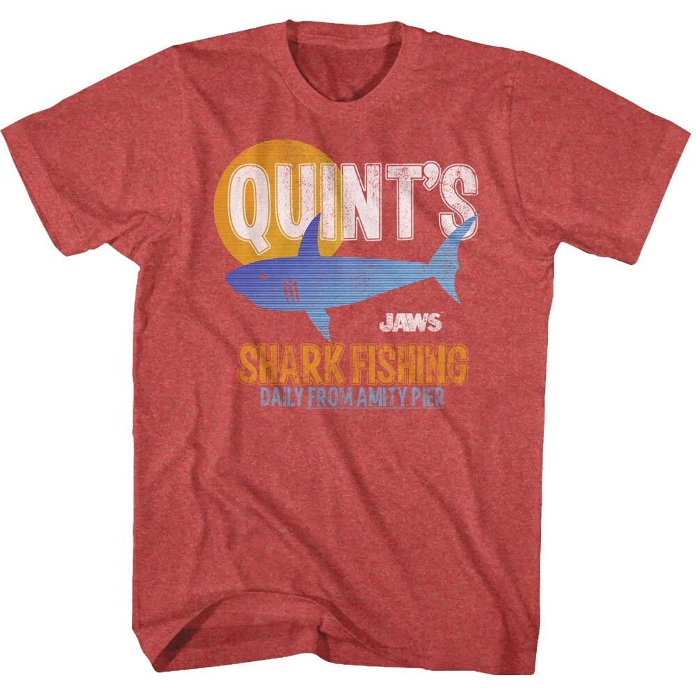 Jaws 70's Thriller Movie Quint's Fishing Daily From Amity Pier Men's T Shirt