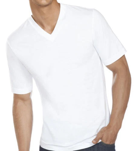 6 Pcs Men 100% Cotton Tag-less V-Neck T-Shirts Undershirts Tee Shirts White