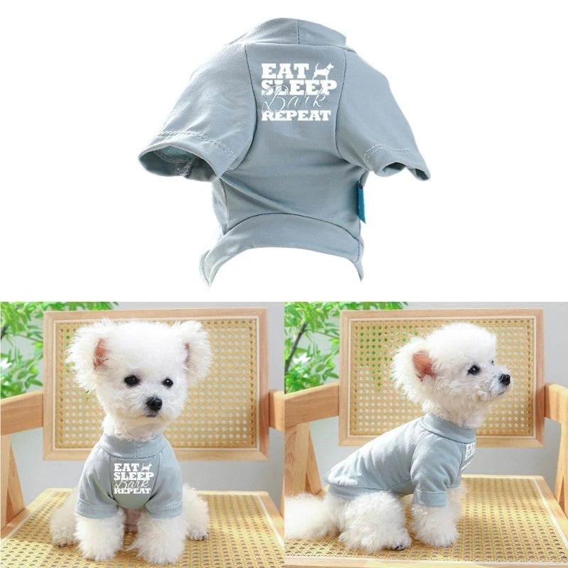 Dog Shirt "Eat Sleep Bark- Repeat" Spring Puppies Pajamas Basic Solid Color
