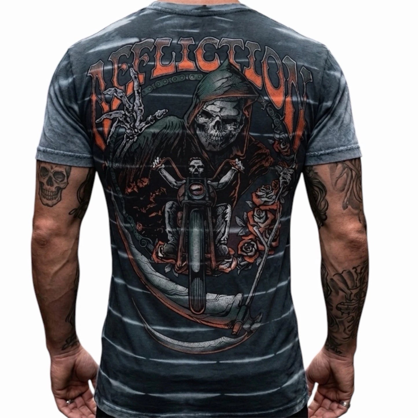 $58 AFFLICTION American Customs HELL RIDER Short Sleeve Slim Fit T-shirt NWT