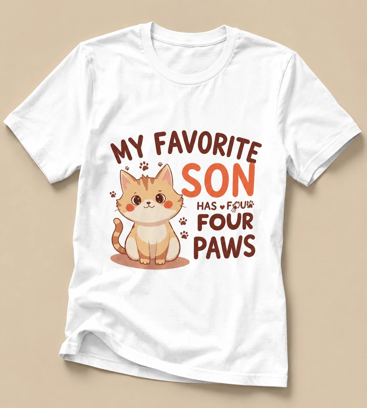 Cute Cat Mom Tee/My Favorite Son Has Four Paws T-Shirt .
