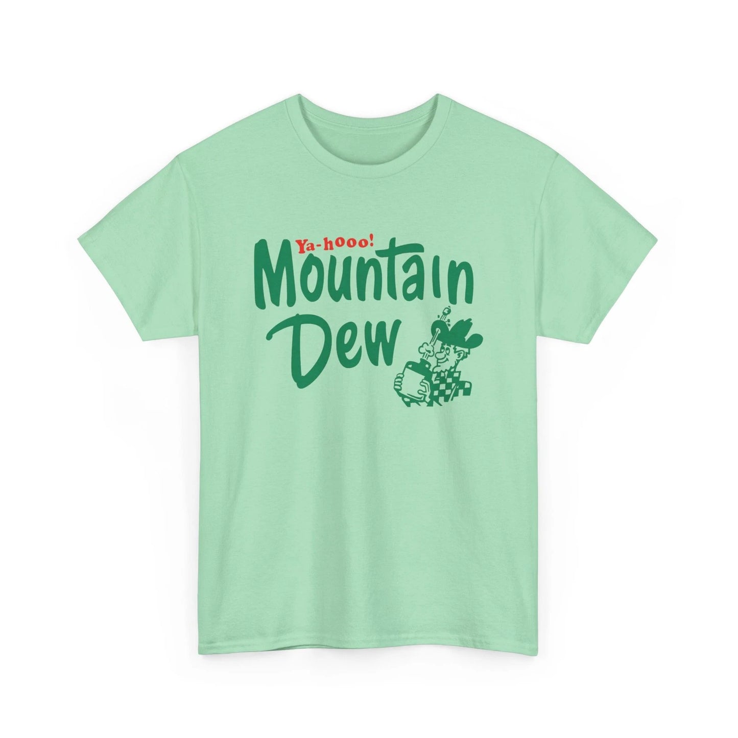 Mountain Dew Old Logo Printed T-Shirt Cool Vintage Graphic Collectible