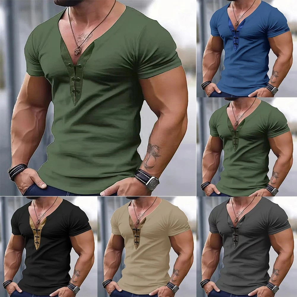 Top Gym Men Muscle Polyester Pullover Regular Short Sleeve Casual Classic