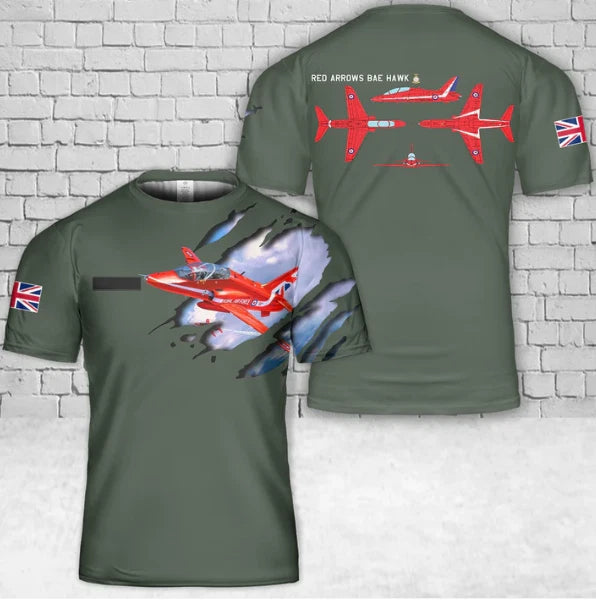 Custom Name Royal Air Force Aerobatic Team Red Arrows BAE HAWK T-Shirt 3D