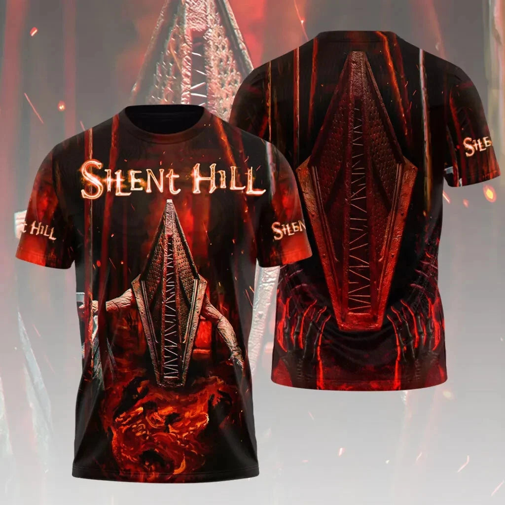 Silent Hill Pyramid Head Shirt 3D Optical Illusion Graphic Tee Horror Fan Merch
