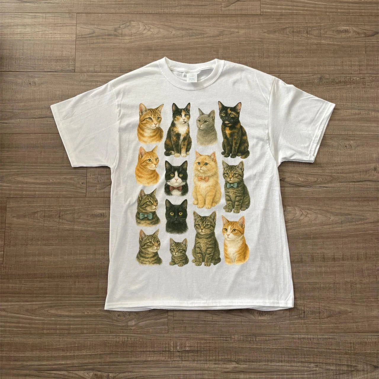 Vintage Cats in Bowties Graphic Reprint T-Shirt 🐱