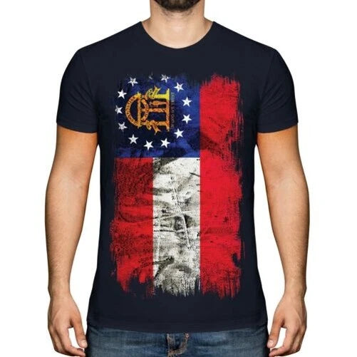 GEORGIA STATE GRUNGE FLAG MENS T-SHIRT TEE TOP GEORGIAN SHIRT JERSEY GIFT