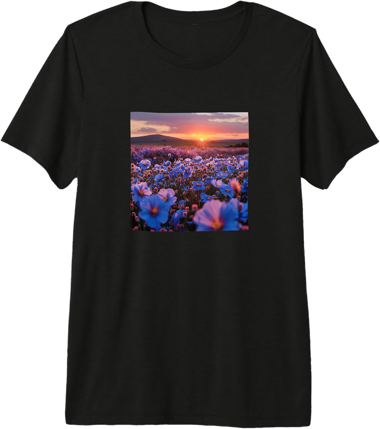 Flax Flower Field Beautiful Sunset Merch