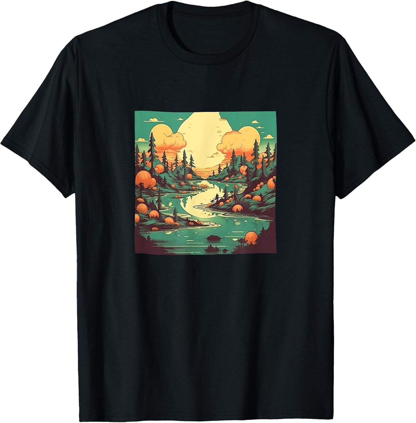 Lake With Floating Islands Vintage Landscape Merch
