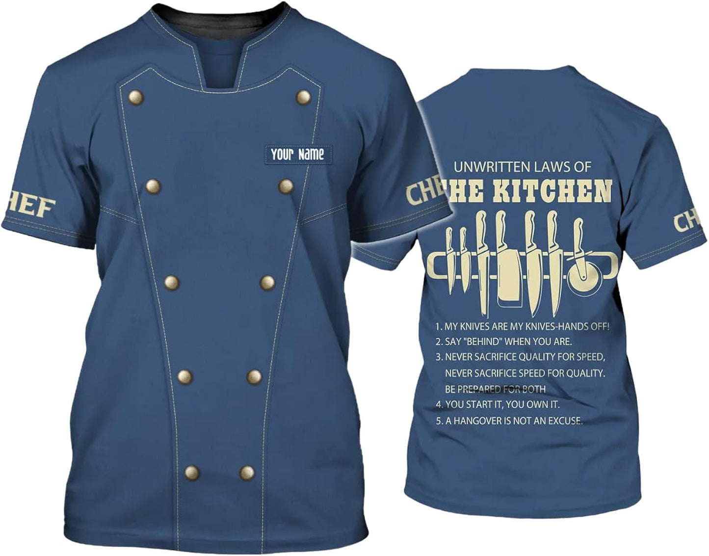 Personalized Chef 3D All Over Print Shirt with Name for Men, Unisex Cooking Apparel, Culinary Gift for Cook