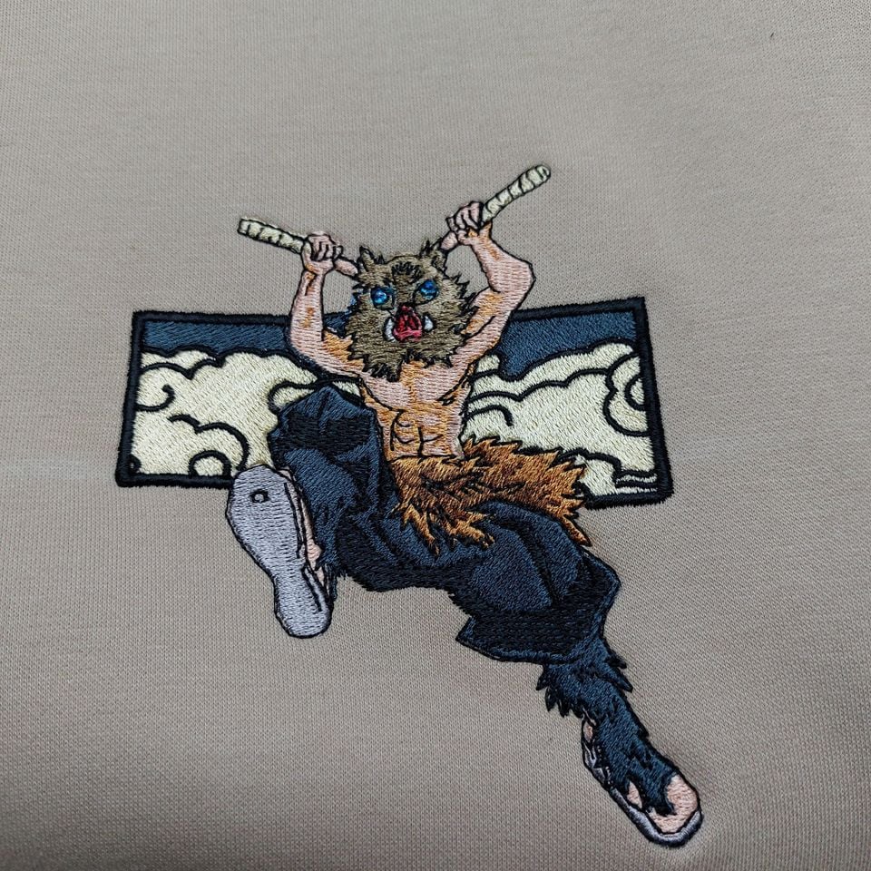 Anime Embroidered Sweatshirt, Embroidered Anime Sweatshirt