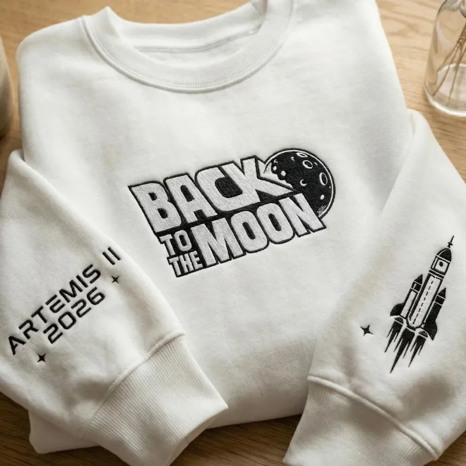 Artemis II Astronaut Embroidered Sweatshirt, Back To The Moon Space Mission Sweatshirt