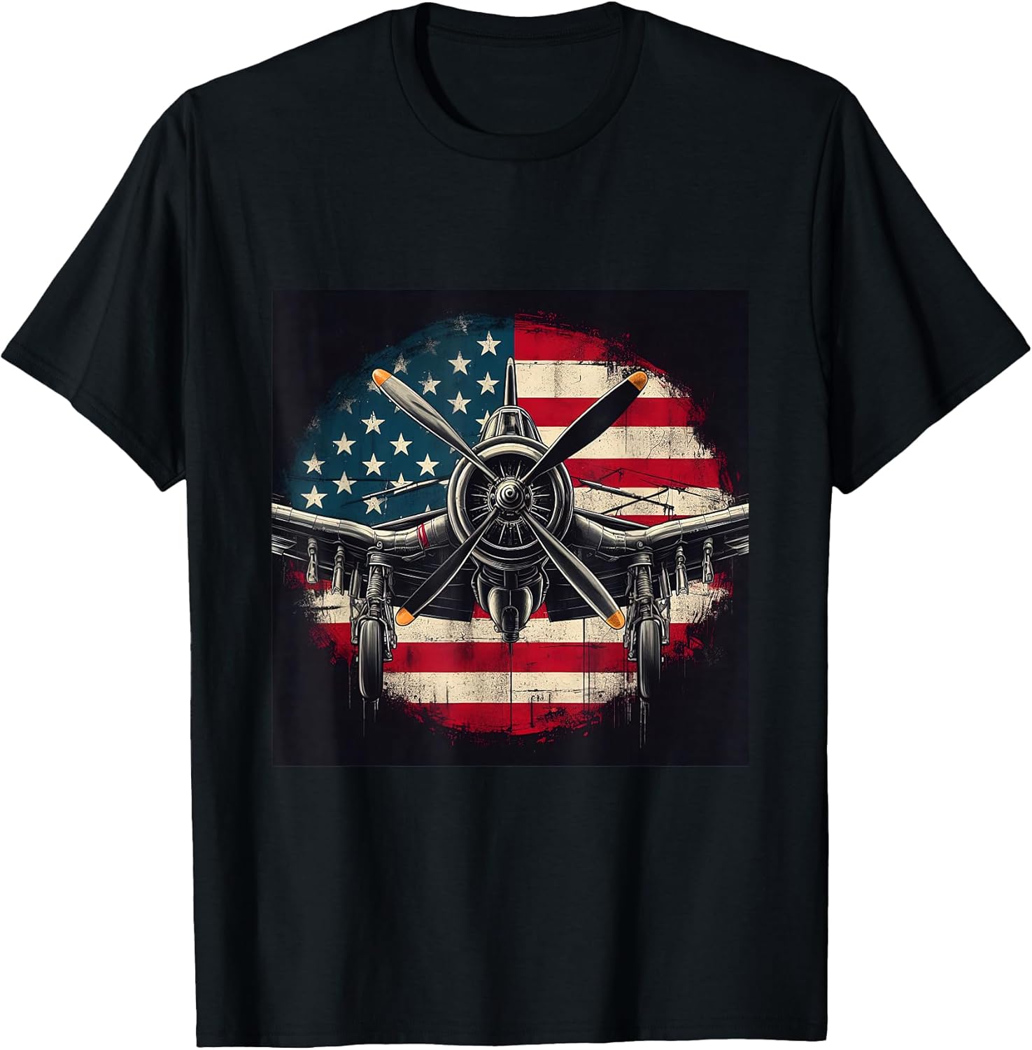 WW2 Warplane F4U Corsair Distressed US Flag