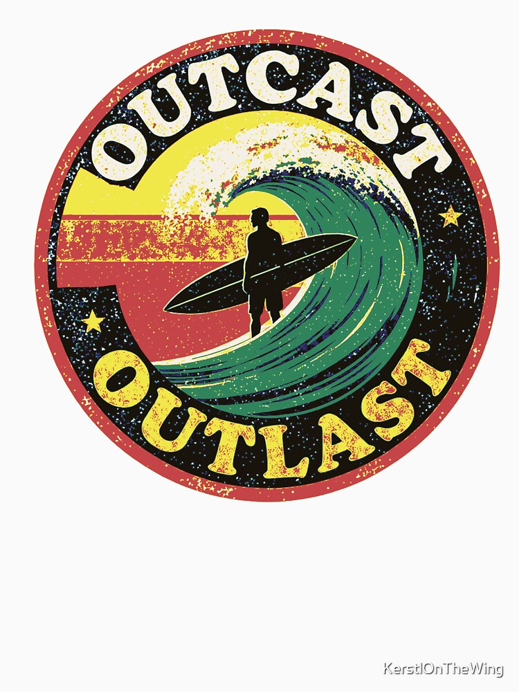 Outcast Outlast Retro Surf Badge – Vintage Surfer Circle by KerstlOnTheWing