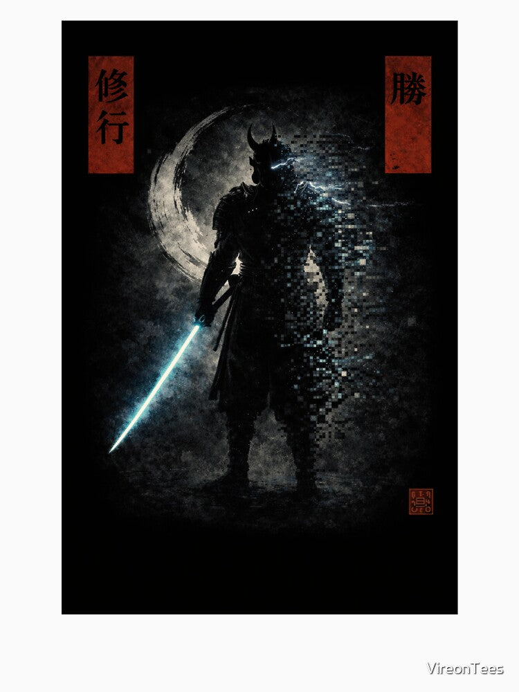 Digital Ronin – Samurai Glitch Warrior by VireonTees