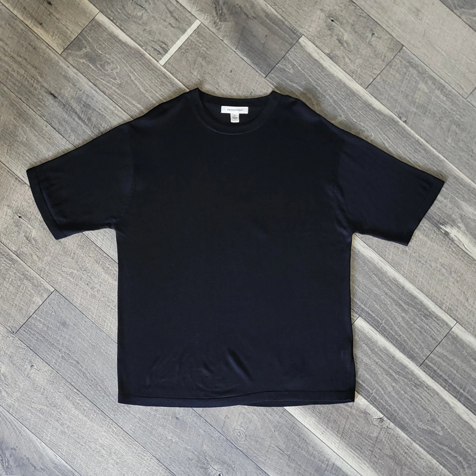 Pronto Uomo 100% Silk T Shirt XL Black Breathable Stretch Silky Lightweight