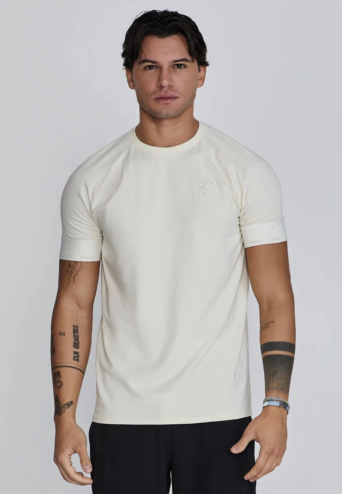 SikSilk Mens Ecru Tech T-Shirt Small