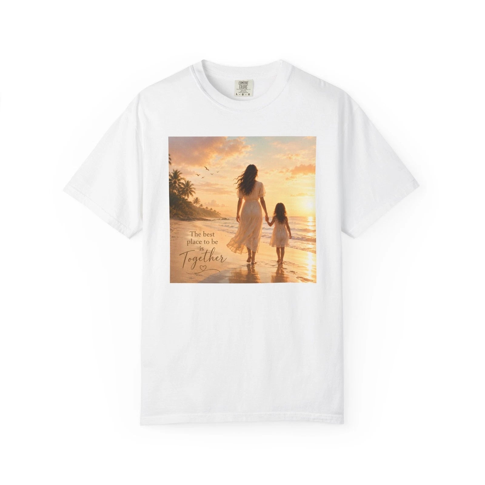 Mother and Daughter Beach Sunset T-Shirt | Walking Together