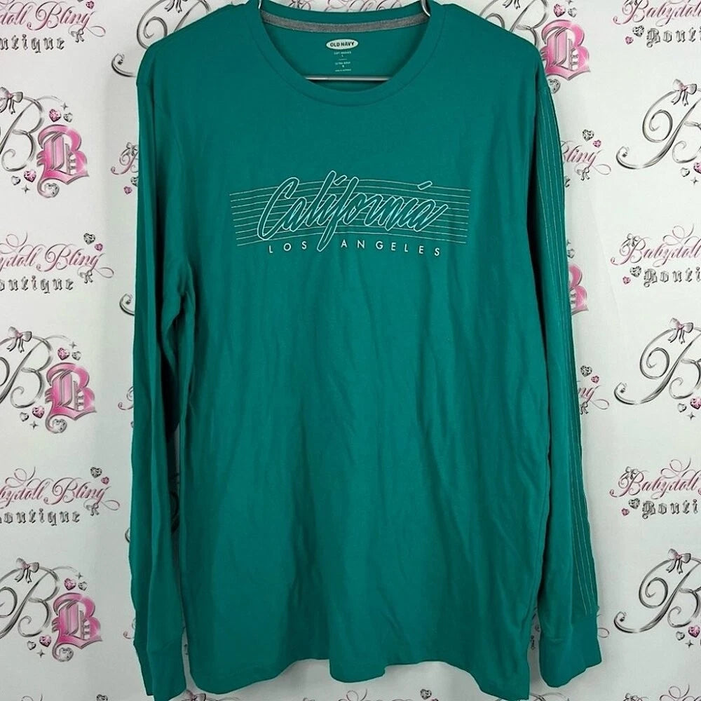 Old Navy long sleeve top graphic soft washed Teal California Long Sleeve Tee