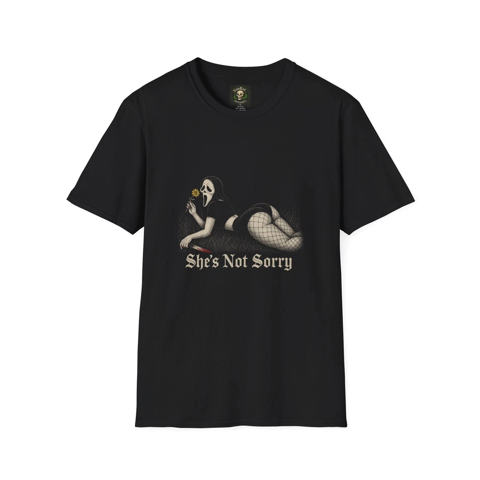She’s Not Sorry skeleton pinup skull graphic T-Shirt | goth retro