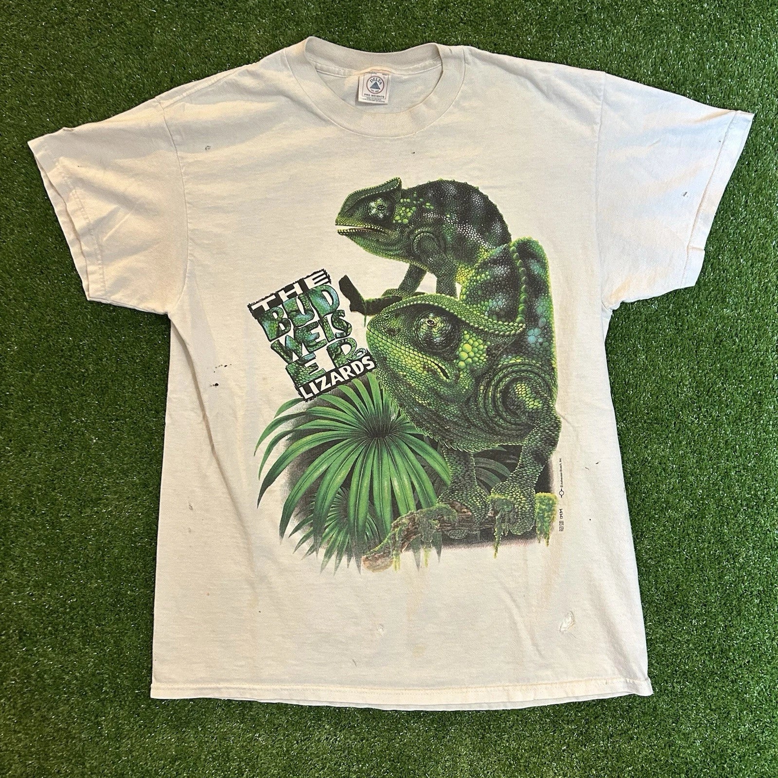 Vintage 90s Budweiser Lizard Tshirt Large Faded Retro Beer Grunge 1997 Large