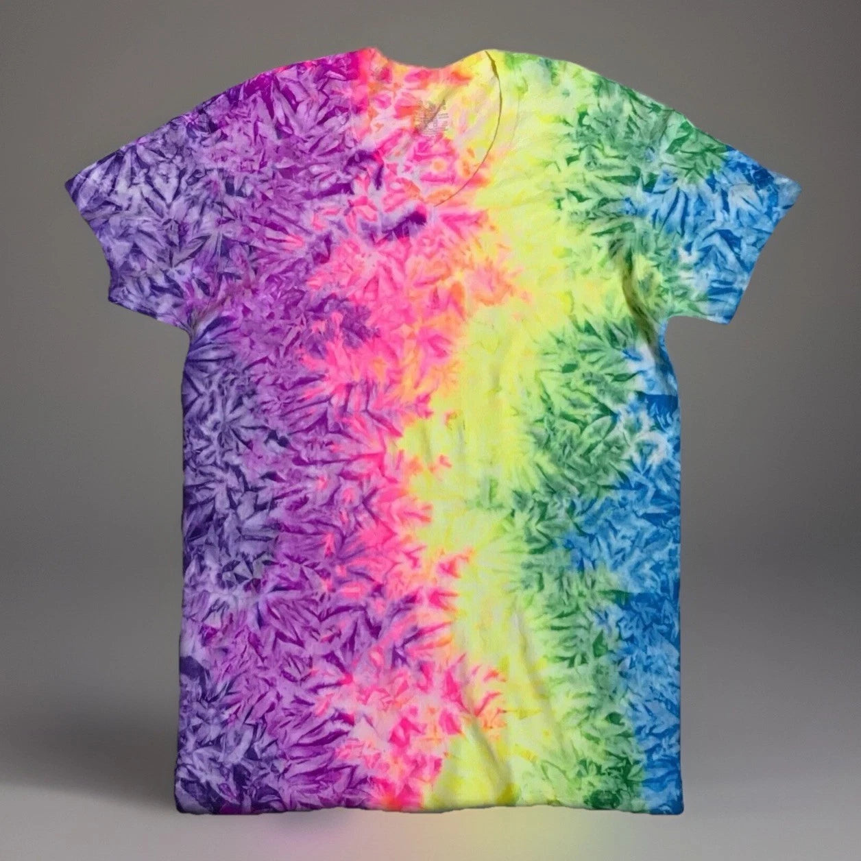 *New* 2XL - Sm Handmade Tie Dye, Rainbow White Cruncht Crinkle, Crew or V-Neck