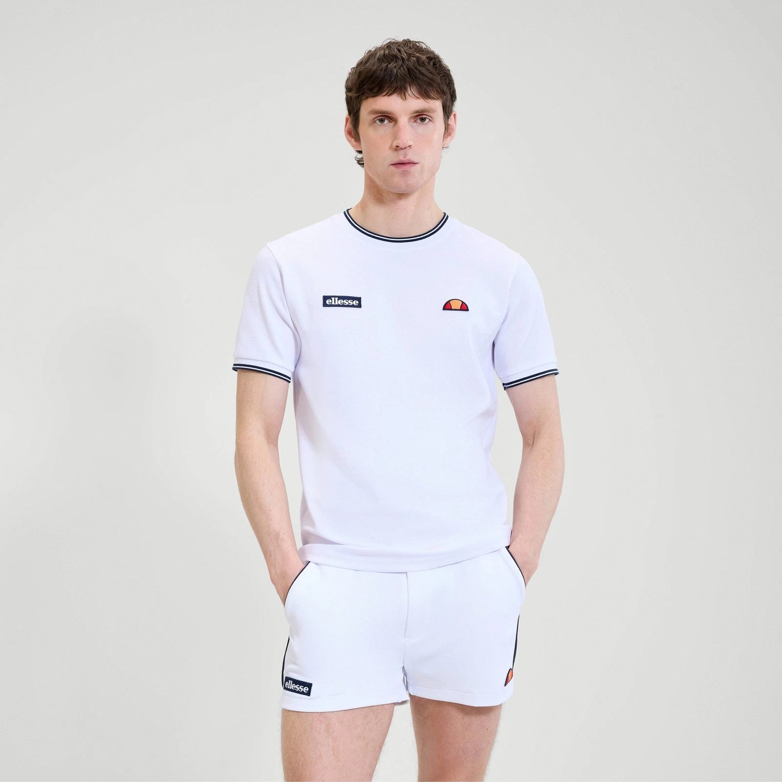 Ellesse Mens T-Shirt 'Live Forever' Belvider Retro Britpop Tee White