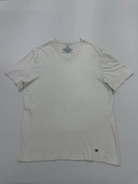 Tommy Hilfiger Boys White V-Neck T-Shirt Big Kids L Regular