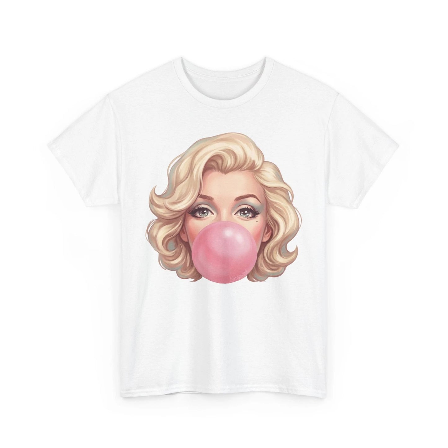 Blonde Icon Blowing Bubble Tee | Retro Pop Art Face Tshirt  4 colors, S to 2XL