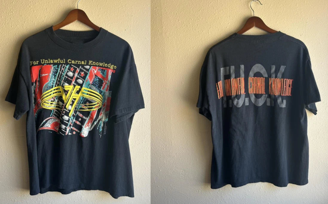 Crazy vintage 1991 Van Halen tour grail band t-shirt “for unlawful carnal knowle