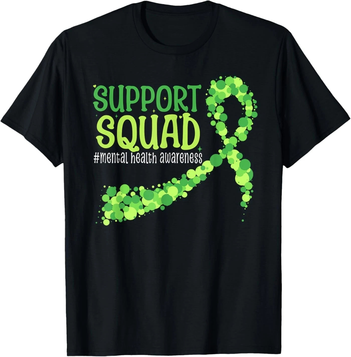 Cute Green Ribbon Mental Health Awareness Support Squad T-Shirt