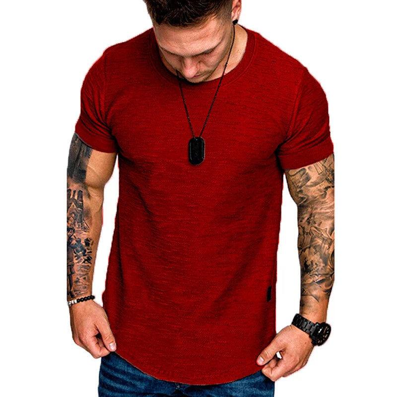 Summer Men Tops Loose Gym Round Neck Shirt Sports Pullover T-shirt Gym Tun ♪