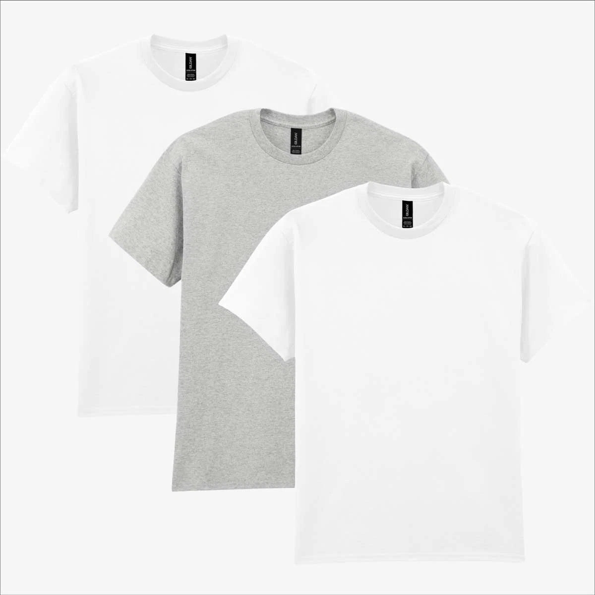Gildan Ultra Cotton T-Shirt 3 Pack | Mens Two-Tone Duo Light Plain Tee