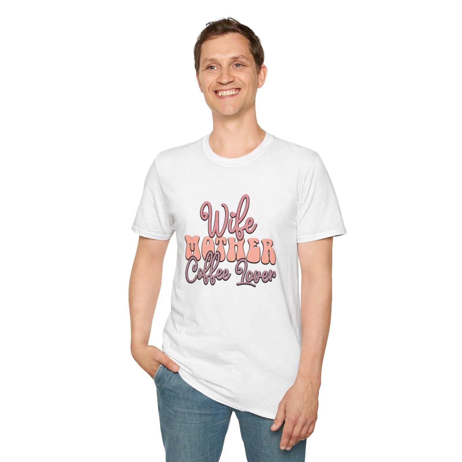 Wife mother coffee lover Unisex Softstyle T-Shirt Tee