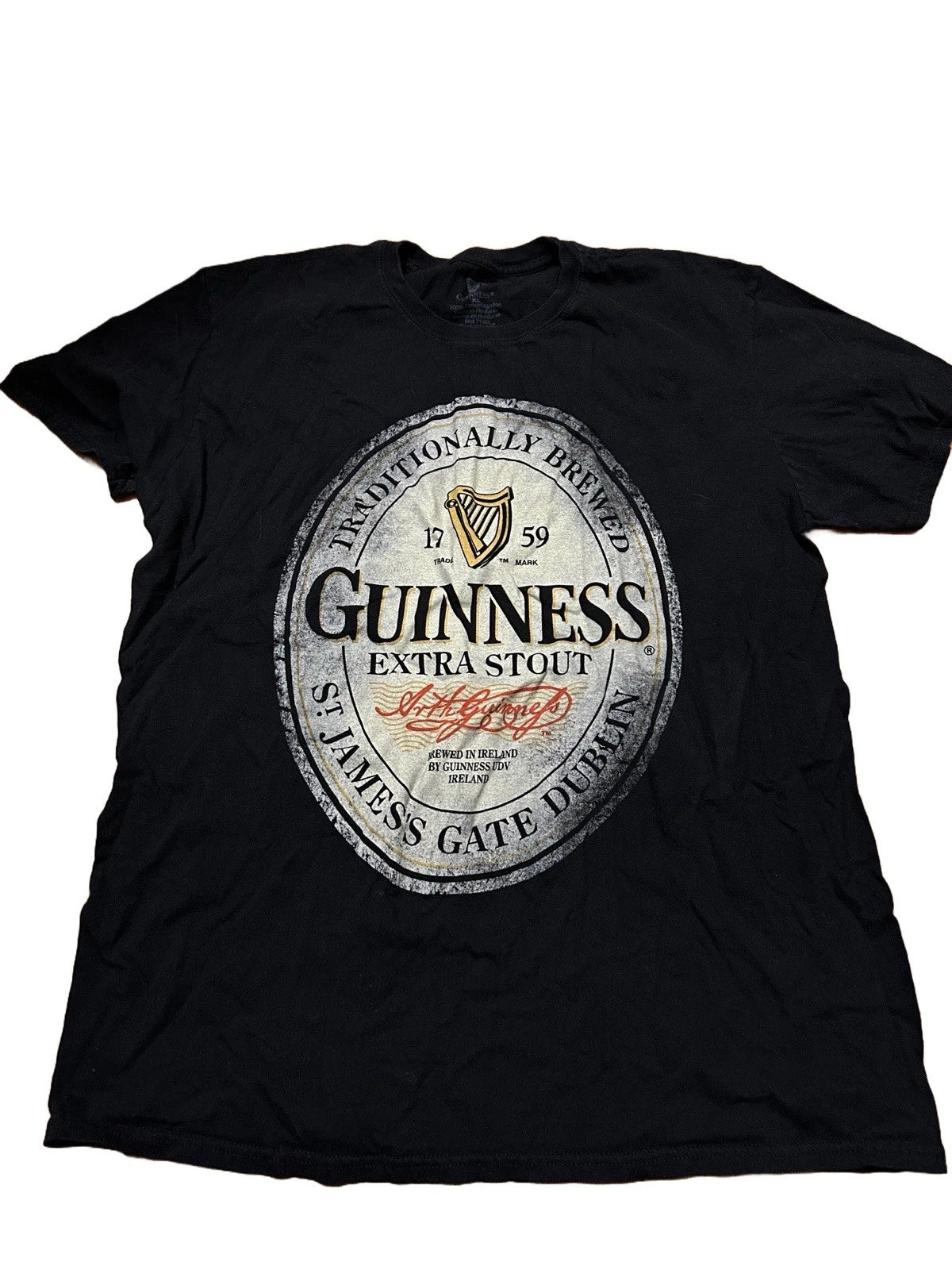Guinness Extra Stout Tshirt Mens XL Black Short Sleeve Beer