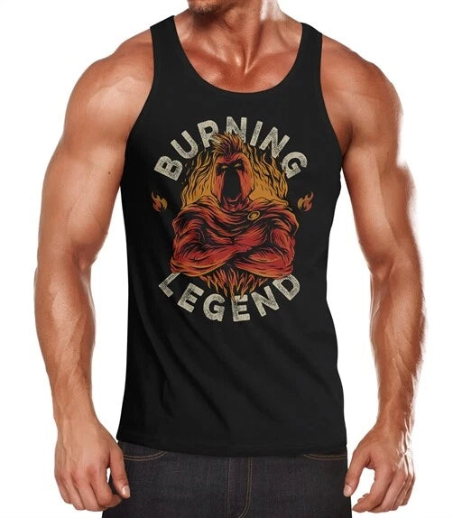 Men's Tank Top Sparta Burning Legend Script Fashion Street Style
