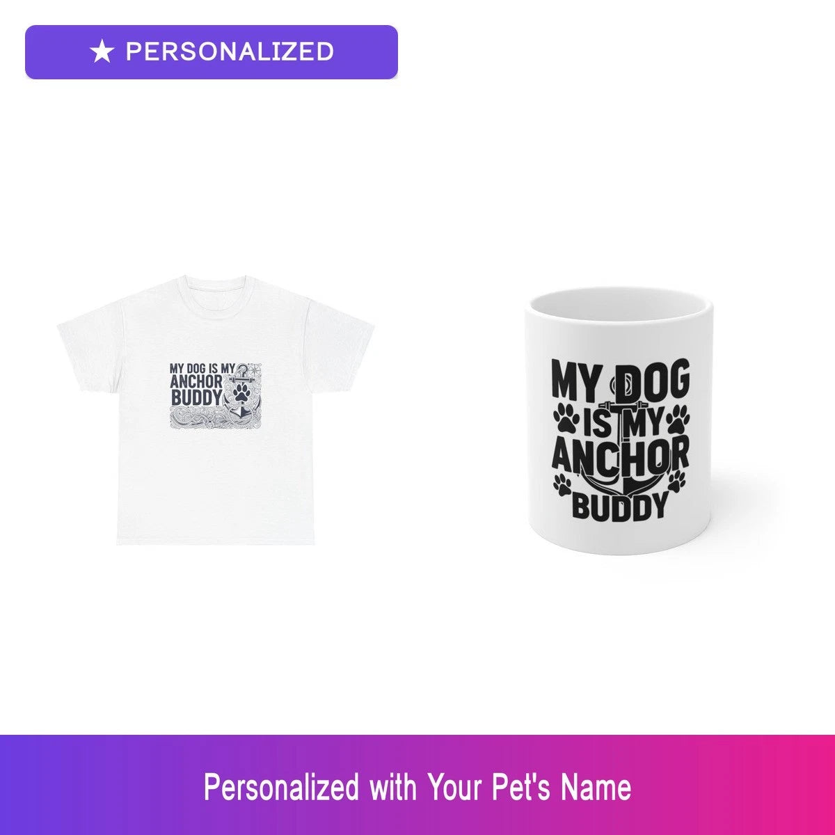 Custom Dog Pet Gift Set Shirt Mug Personalized Name Bundle Lover