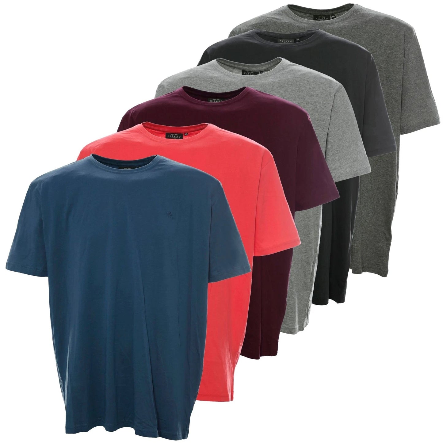 Kitaro T Shirt Basic Plain Mens Short Sleeve Crew Neck Cotton Plus Size