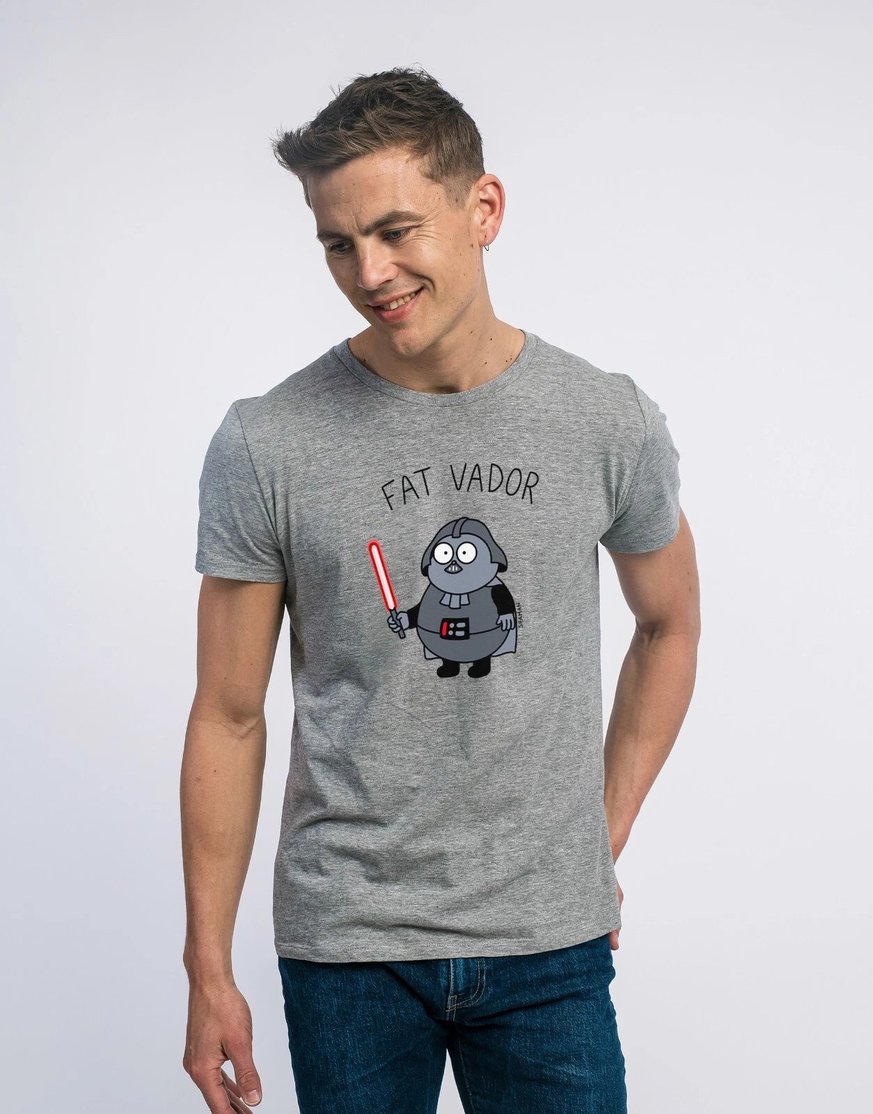 Men's Short Sleeve T-Shirt Gray, FAT VADOR