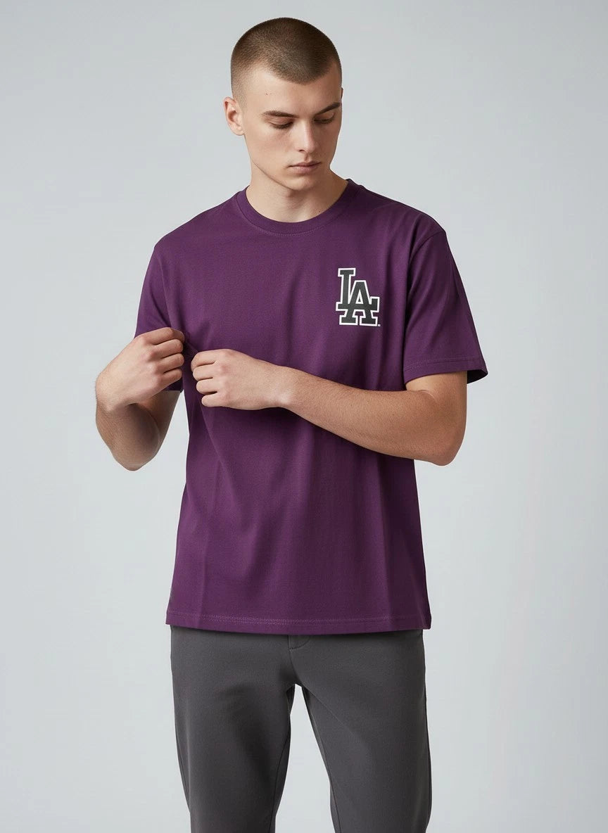 47 Mens LA Dodgers T-Shirt / Plum Purple / Backer Echo / RRP £25