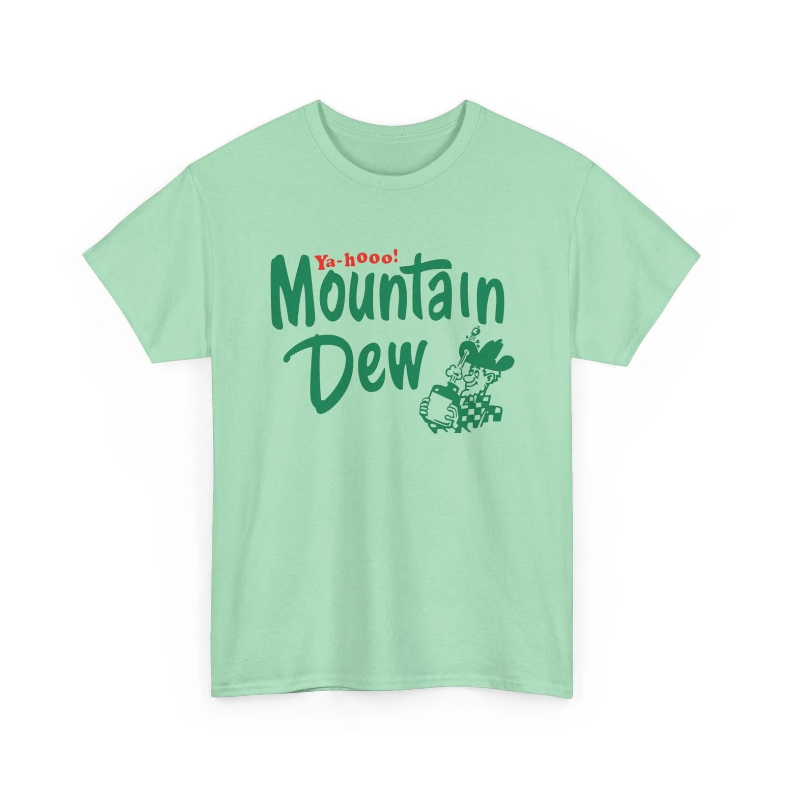 Mountain Dew Old Logo Printed T-Shirt Cool Vintage Graphic Collectible
